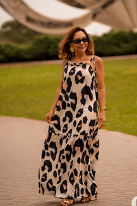 Vestido longo estampado kmk