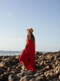 Vestido longo vermelho