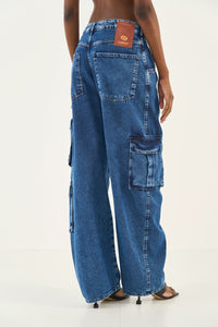 Calça Jeans Bruna Wide Leg Cargo