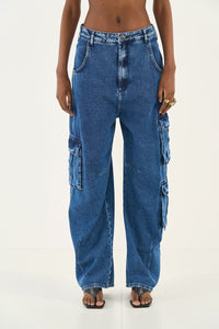 Calça Jeans Bruna Wide Leg Cargo