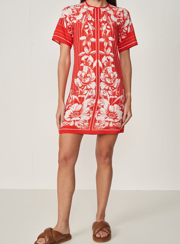 Vestido Vermelho Estampado Colcci