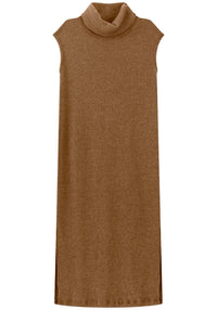 Vestido Canelado De Mangas Curtas Com Gola Alta