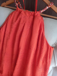 Vestido Midi Brordado Bege kmk