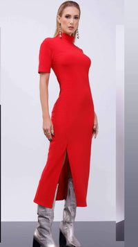 Vestido Midi Manga Tigrara Preto